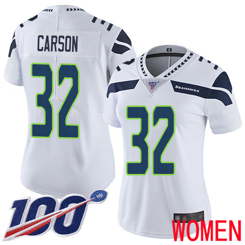 Seattle Seahawks Limited White Women Chris Carson Road Jersey NFL Football #32 100th Season Vapor Untouchable->youth nfl jersey->Youth Jersey